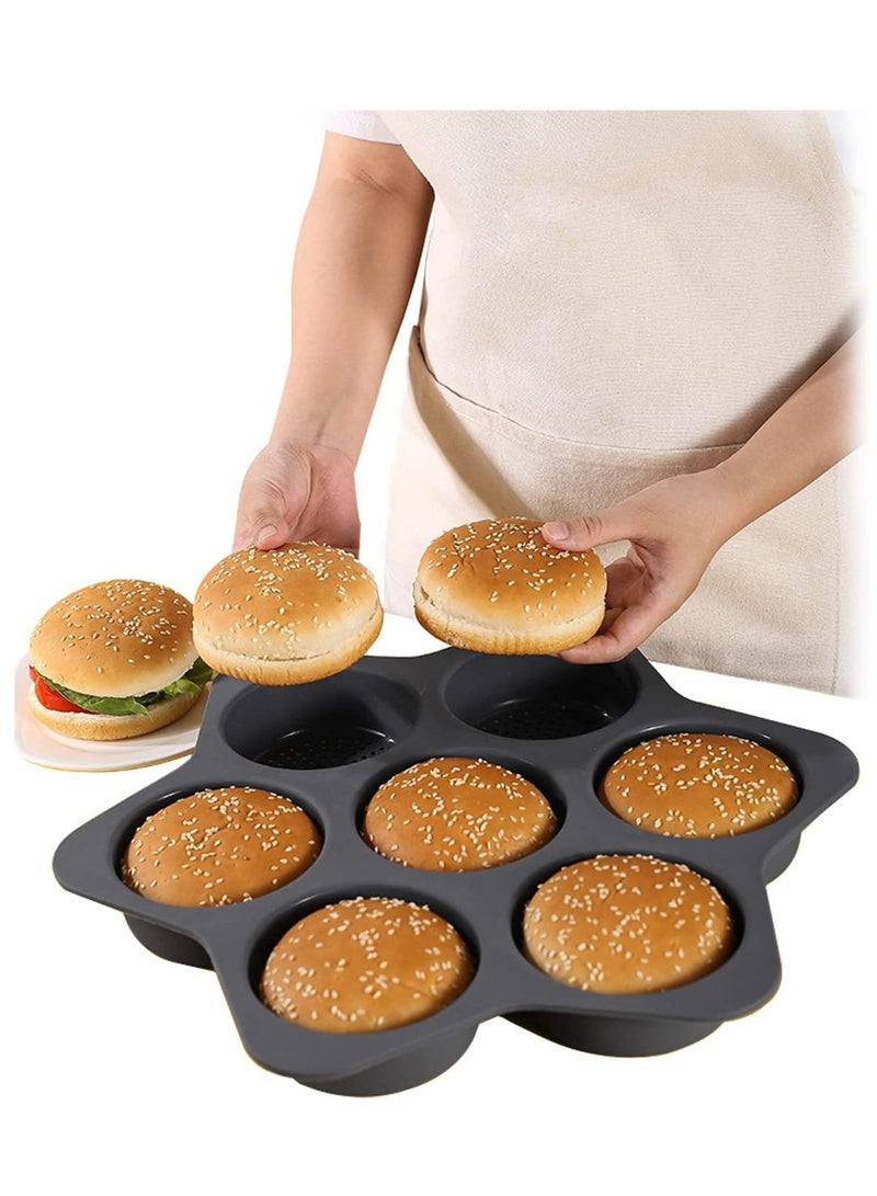Silicone Non Stick Hamburger Bun Mold 7 Cavity Loaf Pan Baking Pan For Baking Tool - Image 3